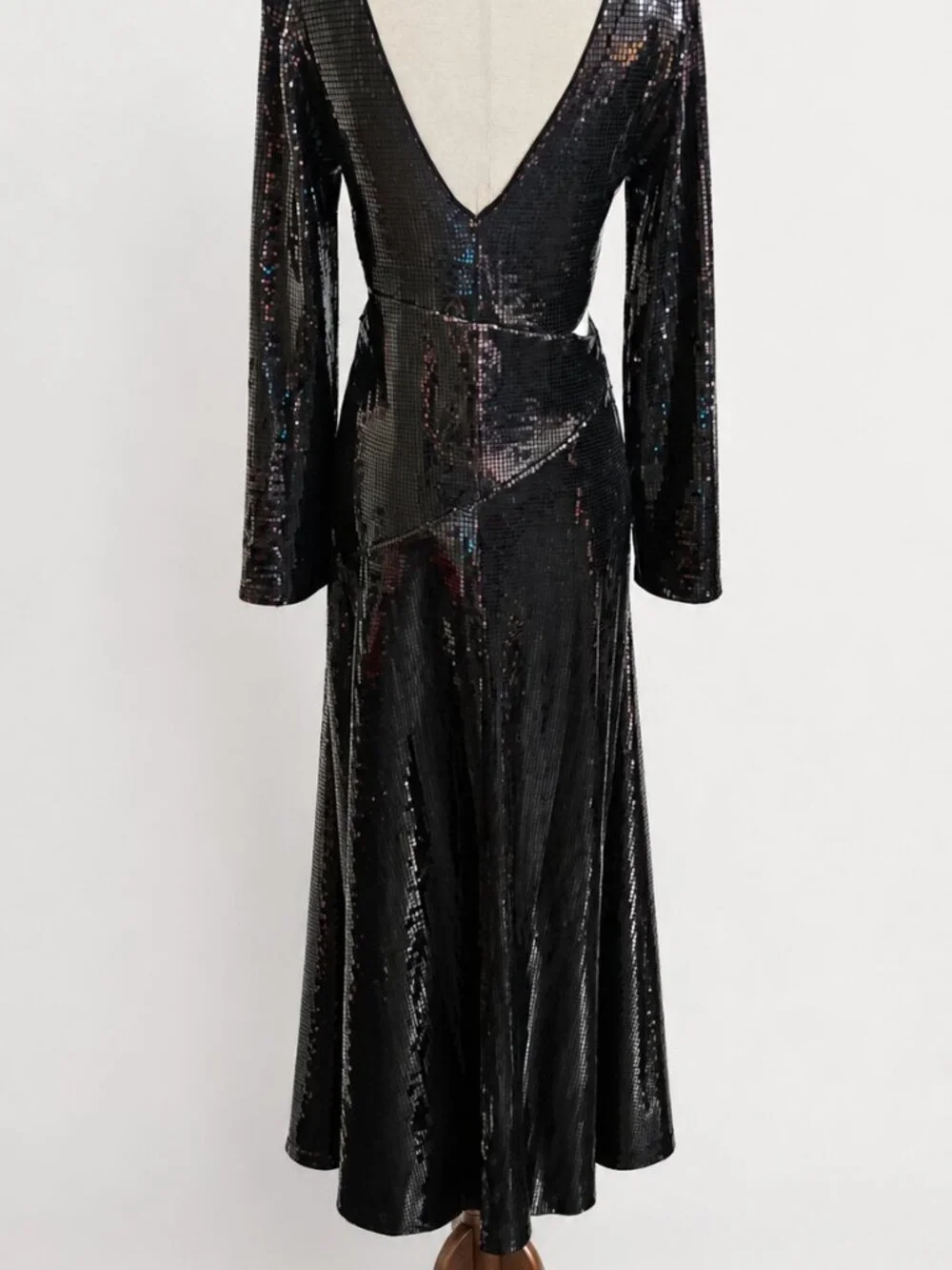 NWT Topshop Black Sequin Asymmetric Cutout Maxi Dress SZ 14 Mermaidcore